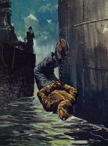 Les Levante, enchaîné et menotté, se précipite vers la mer dans son acte spectaculaire et défiant la mort - English School